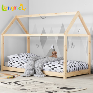 Cama Infantil <span class=keywords><strong>Montessori</strong></span> Moderna y Sencilla de Madera Maciza, Ajustable, Tamaño Completo, Camas de Madera Resistentes para Dormitorio o Sala de Estar - Product Image 3