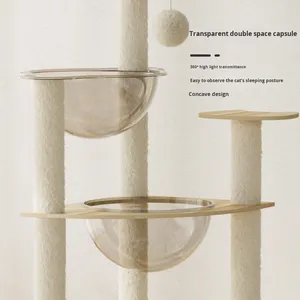 高級キャットツリータワー屋内オールシーズンミニマリスト密度ボード猫登山フレーム & ハウススクラッチポスト付きおもちゃ - Product Image 5