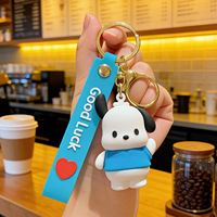 Llaveros de PVC de Alta Calidad al por Mayor con Diseño de Perrito de Dibujos Animados, Adornos Creativos para Bolsos, Llaveros de Plástico de Animales Pequeños, Regalos de Cumpleaños