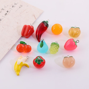Cuentas acrílicas de frutas y verduras de formas mixtas para la fabricación de joyería, cuentas sueltas de resina plástica de colores aleatorios - Product Image 4