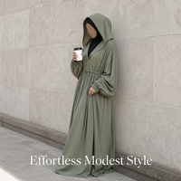Abaya imperméable sur mesure grande taille avec capuche, manteau d'hiver, robe musulmane française pour femme, vêtements islamiques, ensemble de prière en gros