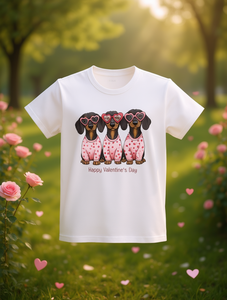 Camiseta con estampado de Dachshund para el Día de San Valentín, camiseta informal de algodón de manga corta con cuello redondo para mujer, regalo de moda para primavera y verano - Product Image 2