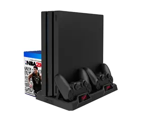 Dudukan Kipas Pendingin Multifungsi PS4, untuk Sony Playstation 4 dengan Stasiun Pengisi Daya Pengontrol Ganda