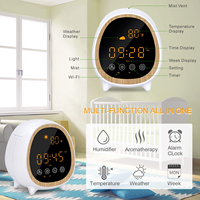 Diffuseur d'arômes intelligent Wi-Fi Tuya Smart Life à grain de bois, avec horloge de chevet et humidificateur à brume froide pour la maison et le bureau (vente en gros)
