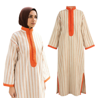 Abayas classiques en coton rayé de Dubaï, robes marocaines, robe musulmane arabe, kaftan, vêtements musulmans traditionnels, robe modeste musulmane