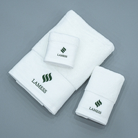 Ensemble de serviettes de bain et de visage en coton éponge 100% personnalisées avec logo brodé, 3 pièces, coffret cadeau de luxe, 2025