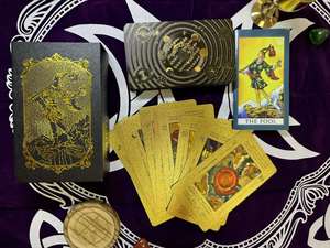 金箔タロットカードカスタマイズ印刷カラフルなプラスチック12 * 7cm PVCプラスチック,防水 - Product Image 2