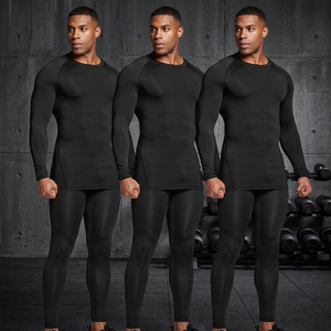 Men's Full Sleeve <b>Compression</b> Rash Guard <b>Black</b> Quick Dry Spandex Polyester Long Sleeve <b>Shirt</b> For MMA Training Workout - Product Image 3