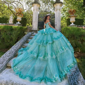Mumuleo Vestido Rosa de Quinceañera para Baile de Graduación Dulces 15 con Apliques de Lentejuelas y Cola Desmontable para Fiesta de Princesa - Product Image 2