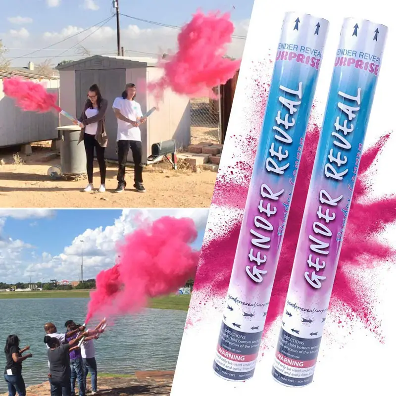 Bomba de pó de confete colorida, arma para decoração de gender, 100% biodegradável