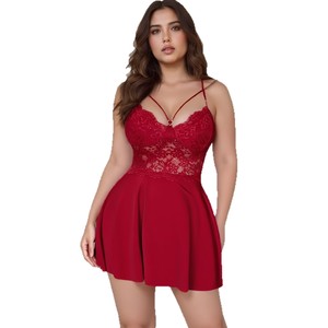 Conjunto de Lencería de Talla Grande para Mujer, Teddy con Encaje <span class=keywords><strong>y</strong></span> Falda, para <span class=keywords><strong>Noches</strong></span> Exóticas, Venta al Por Mayor, Personalización OEM/ODM - Product Image 1