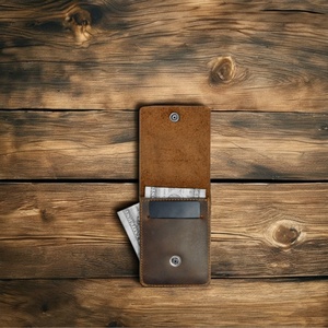 Portefeuille court et fin en cuir vintage, anti-vol RFID, avec doublure en coton, grande capacité, emplacements pour cartes et fenêtre d'identification - Product Image 2