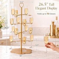 Support à flûtes à champagne 4 niveaux en métal – Présentoir élégant pour mariage, fête, brunch ou bar à mimosa
