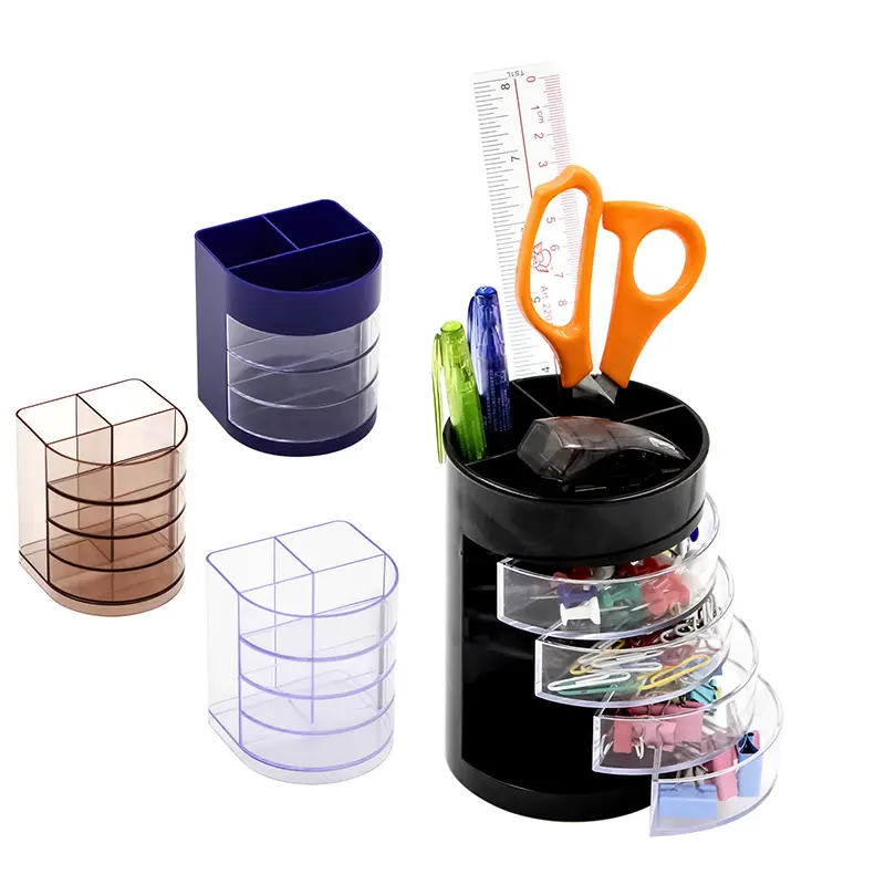 Caja de almacenamiento de lápices, soportes de plástico para escritorio, portalápices combinado para oficina