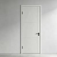 Porte intérieure moderne en HDF à âme en bois massif, à surface plane, pré-primée blanche, avec rainures et finition décorative