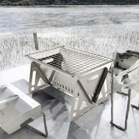 Vente d'usine : Barbecue pliant portable en acier inoxydable pour extérieur, jardin et camping, avec cuisinière à charbon de bois détachable