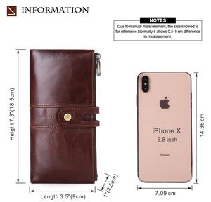 AndoBag Genuine Leather Long <b>Wallet</b> <b>for</b> <b>Men</b> <b>RFID</b> Blocking Top Layer Cowhide Cow Leather Buckle Zipper Purse Clutch Bag - Product Image 3