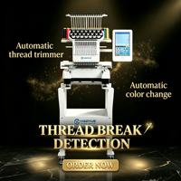 Mini machine à broder informatisée à tête unique pour usage domestique, 1200 tr/min, multifonctionnelle pour broderie plate, casquettes et vêtements