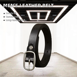 Ceinture en cuir de vachette décontractée et confortable pour homme avec boucle élégante en alliage ovale pour un usage quotidien et professionnel, style formel - Product Image 3