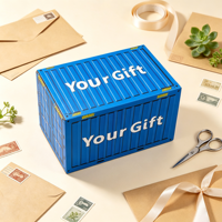 Caja de Regalo con Cierre Magnético Estilo Contenedor, con Tira Desprendible, Asa y Cartón Corrugado Ecológico, Impresión Personalizada para Envíos y Festividades