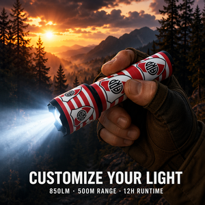 Torcia Tattica LED Laser Ultra Luminosa Bianca Ricaricabile Zoomabile Personalizzabile ad Alta Intensità Lanterna Portatile per Pesca - Product Image 2