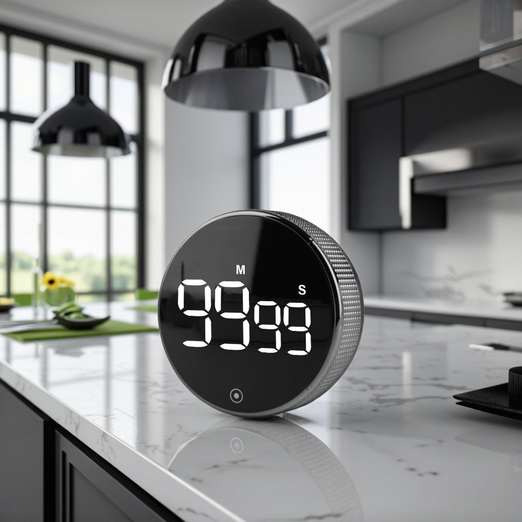 Custom Logo Large Screen LED LCD Magnetic Baking Timer Kitchen Reminder Rotating Countdown for Students Square Plastic