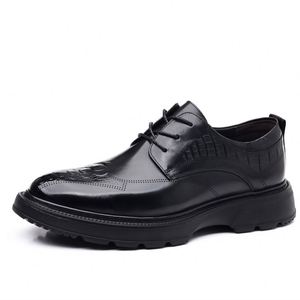 Oxford Vintage Blue and Red Mixed Color Design Waterproof <b>Height</b> <b>Increasing</b> Autumn Men's Business Office <b>Shoes</b> - Product Image 4