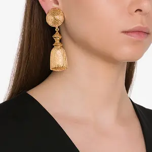 도매 패션 쥬얼리 중세 빈티지 라운드 금속 tassels 피어싱 귀걸이 고품질 빈티지 눈물 클립 귀걸이