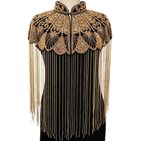 Châle à franges brodé main avec perles, style vintage Yunjian Sari, cape d'épaule pour mariée, mariage, fête, banquet, soirée