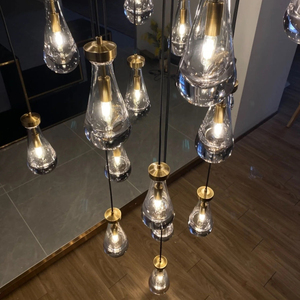 Tùy Chỉnh Cao <span class=keywords><strong>End</strong></span> Ánh Sáng Lịch Thi Đấu Cho Đôi Cầu Thang Tay Thổi Thủy Tinh Rắn Mưa Mưa Sao Băng Mưa Dài Thả Đồng Đèn Chùm - Product Image 2