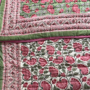 Mejor hecho a mano Rajasthani bloque impreso hecho a mano de lujo cómodo KanthaQuilt indio bohemio ropa de cama colcha de algodón Manta - Product Image 1