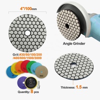 Disques de polissage diamantés flexibles en résine sèche de 4 pouces, 8 étapes, disques abrasifs pour le polissage du granit, du marbre, de la pierre et du quartz