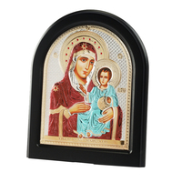 Fabricant Ventes directes Impeccable Parfait Vierge Marie Bébé Argent Icône Ornements en bois Religieux Métal Artisanat Tenture murale