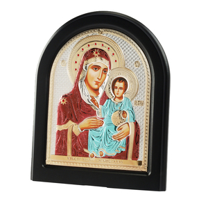Produttore vendite dirette impeccabile perfetta vergine maria icona d'argento del bambino ornamenti in legno artigianato religioso in metallo appeso a parete - Product Image 5