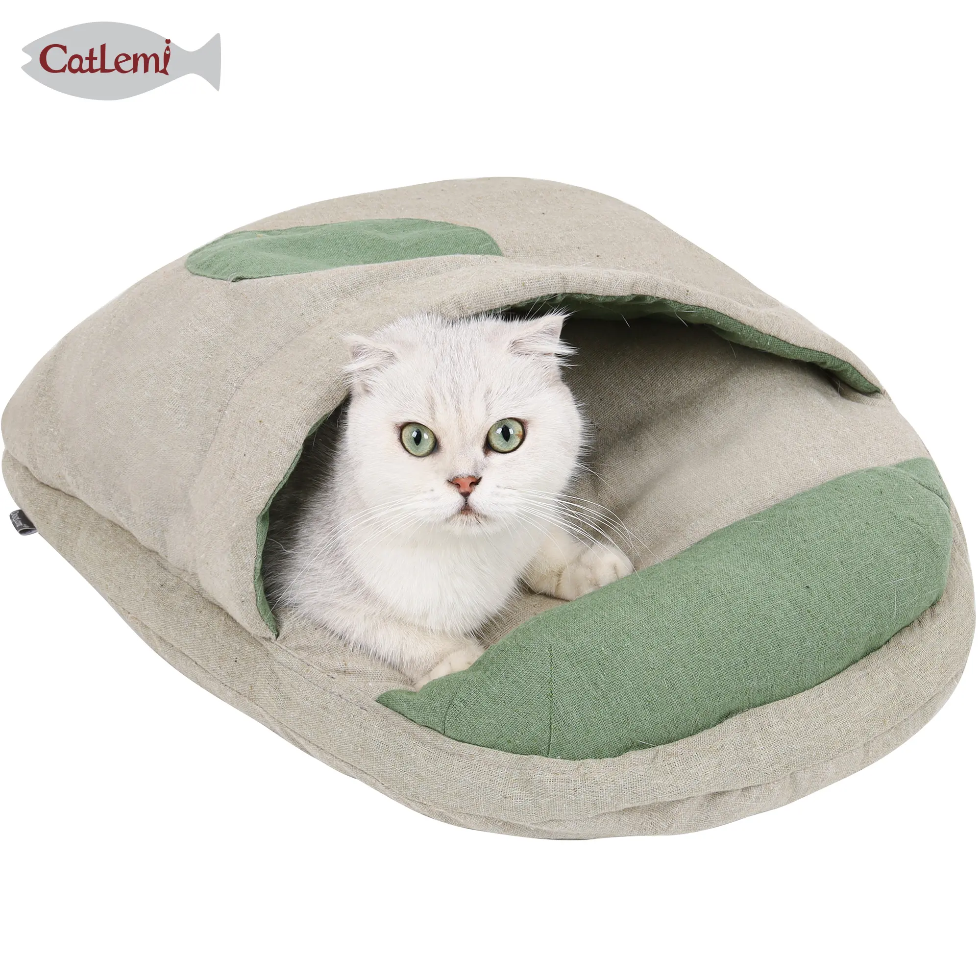 猫キティサックベッドペット枕付き自己加温猫寝袋ベッド冬かわいい