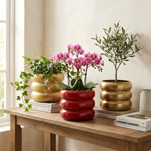 Pot de fleurs en fer minimaliste moderne, jardinière décorative en métal artisanale pour la décoration intérieure, le salon, le jardin, le bureau - Product Image 3