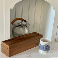 Boîte à thé rectangulaire en bois d'acacia écologique avec 5 compartiments, coffret de rangement pour sachets de thé et usage polyvalent, fabriqué à la main