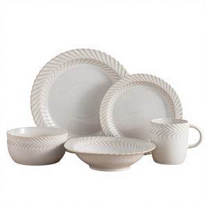 Service de table en céramique de haute qualité, écologique, moderne et luxueux, style nordique, créatif, blanc, passe au lave-vaisselle, durable - Product Image 1