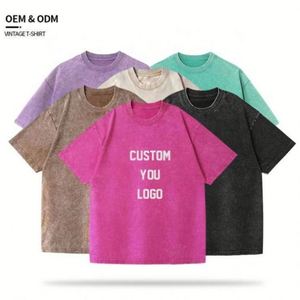 Custom Logo Vintage Acid Washed T Shirt Men Distressed Heavyweight Cotton Blank Oversized <b>Tshirt</b> 100% Cotton for Men's T-Shirt - Product Image 1