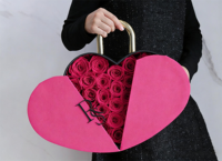 Seau de roses éternelles luxueuses en forme de cœur, ouvrable avec cadenas d'amour, pour la Saint-Valentin et la fête des mères