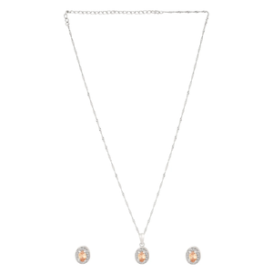 Conjunto de Collar con Colgante de Lágrima de Diamante Americano con Circonitas Cúbicas Plateadas y Aretes para Mujer, Joyería de Plata y Oro para Boda - Product Image 2