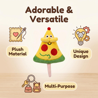 Adorable porte-clés en peluche Pizza, jouet en peluche créatif en forme de nourriture avec oreilles de souris, mascotte colorée, breloque de sac pour accessoires de sac à dos