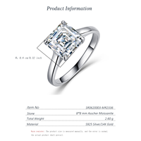 Bague de promesse solitaire pour femme en argent sterling S925 avec moissanite taille Asscher 2,5 carats et 4 griffes