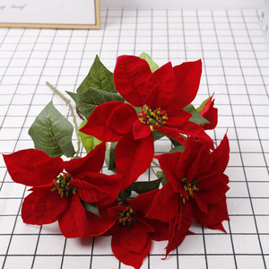 <b>Artificial</b> Poinsettia Christmas Flowers Silk High Simulation For Wedding Home Decorations - Product Image 1
