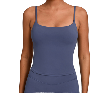 Débardeur de sport pour femme en Spandex/Nylon extensible dans quatre directions, effet seconde peau, avec soutien-gorge rembourré, pour fitness, entraînement, yoga et gym - Product Image 1