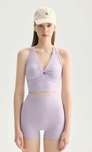 Conjuntos de Dos Piezas para Mujer, Top Halter con Detalle Cruzado en la Parte Delantera y Pantalones Cortos, <span class=keywords><strong>Ropa</strong></span> Deportiva para <span class=keywords><strong>Yoga</strong></span>, Gimnasio y Pilates - Product Image 3