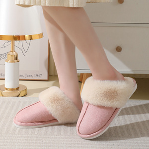 Sayoung basit yeni tasarım toptan naylon kabarık süet terlik erkekler ve kadınlar için çiftler kapalı ev gömme ev terliği - Product Image 2