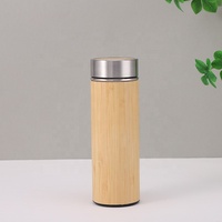 Cangkir Mobil Berinsulasi Vakum Pola Bambu Asli Cangkir Air Kantor Portabel Cangkir Kopi Stainless Steel Mug Termal yang Dapat Disesuaikan