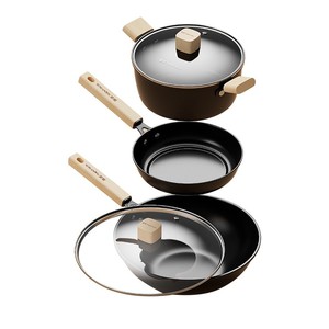 Cookware <b>Set</b> Full Combination Kitchen Household Three-piece Non-stick Induction Cooktop Universal Cookware <b>Set</b> Complete <b>Set</b> - Product Image 1