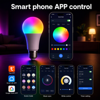 Ampoule LED RGB 9W pour contrôle via application intelligente, douille E27, interrupteur en plastique, réflecteur, alimentation CA, intensité variable, garantie 2 ans, pour chambre à coucher